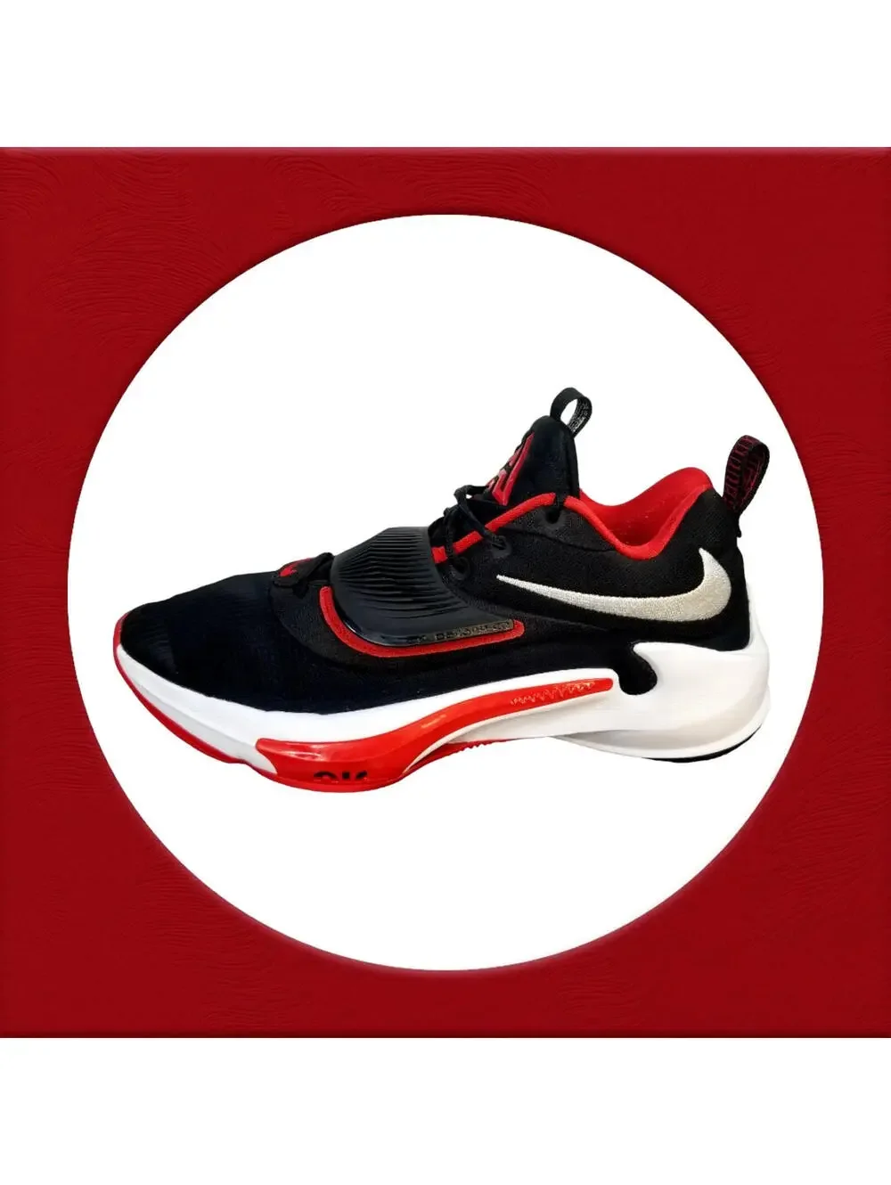 Men's Nike Zoom Freak 3 Basketball Shoes Black/Red/White DA0694 003 Size 13